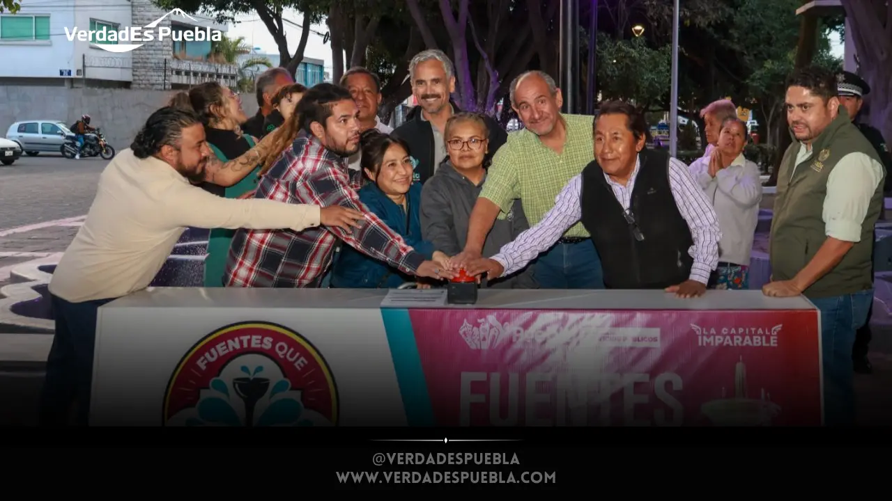 Mantenimiento de fuentes en Parque de las Letras Puebla