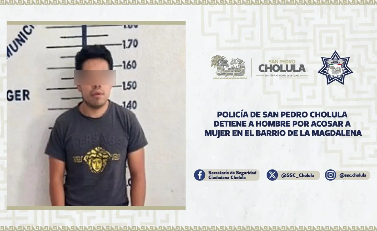 Detienen a hombre por abuso sexual en Cholula en Barrio La Magdalena