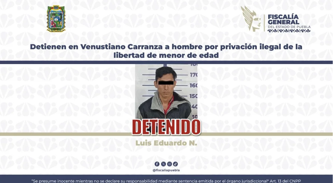 Detención FGE Puebla menor