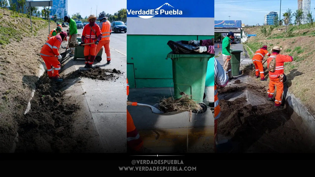 limpieza cunetas Atlixcáyotl Puebla lluvias prevención inundaciones